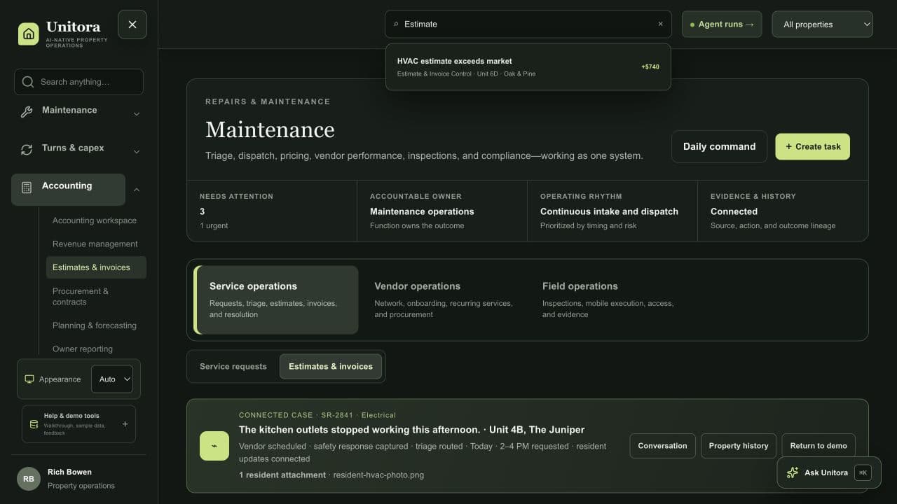 Unitora invoices and payables workspace