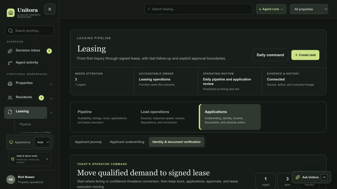 Unitora application verification workspace
